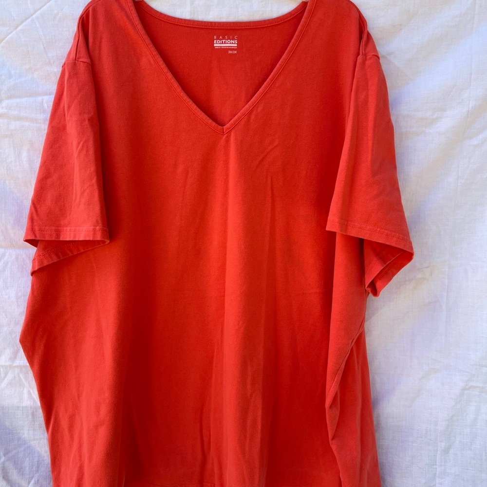Basic Editions Orange Short Sleeve Top       Size 3X